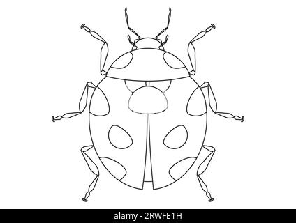 Coloring Page of a Ladybug Cartoon Character Vector Stock Vector