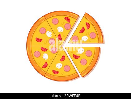 Pepperoni Cheese Pizza Vector Flat Design Stock Vector