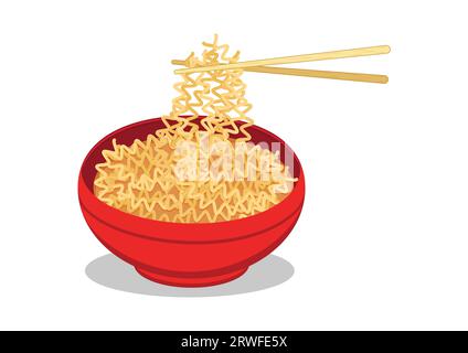 Japanese Bowl With Noodles Vector Illustration Isolated On white Background Stock Vector