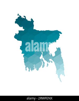 Vector isolated illustration icon with simplified blue silhouette of Bangladesh map. Polygonal geometric style. White background. Stock Vector
