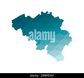 Vector isolated illustration icon with simplified blue silhouette of Belgium map. Polygonal geometric style. White background. Stock Vector
