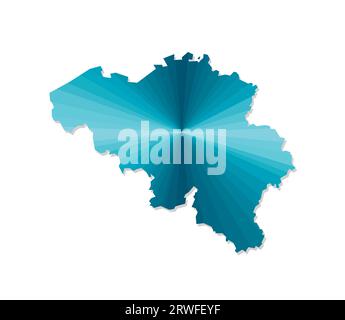 Vector isolated illustration icon with simplified blue silhouette of Belgium map. Polygonal geometric style. White background. Stock Vector