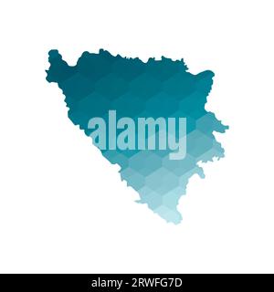 Vector isolated illustration icon with simplified blue silhouette of Bosnia and Herzegovina map. Polygonal geometric style. White background. Stock Vector