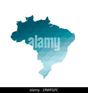 Vector isolated illustration icon with simplified blue silhouette of Brazil map. Polygonal geometric style. White background. Stock Vector