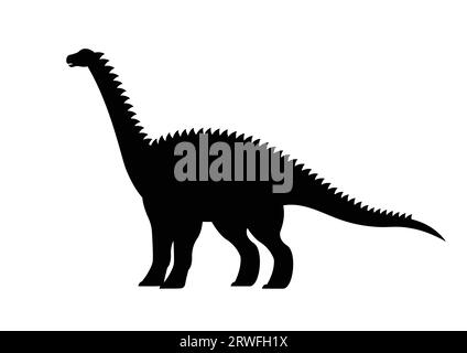 Diplodocus Dinosaur Silhouette Vector Isolated on White Background Stock Vector