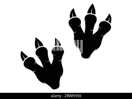 Dinosaur Footprints Silhouette Vector Isolated on White Background Stock Vector