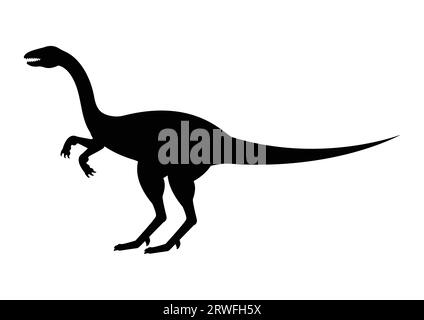 Elaphrosaurus Dinosaur Silhouette Vector Isolated on White Background Stock Vector