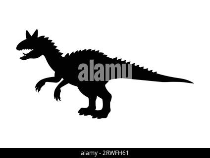 Carnotaurus Dinosaur Silhouette Vector Isolated on White Background Stock Vector