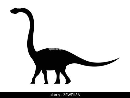 Omeisaurus Dinosaur Silhouette Vector Isolated on White Background Stock Vector