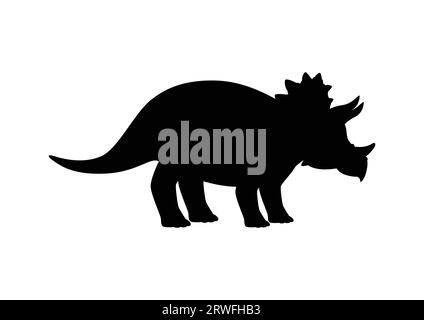 Triceratops Dinosaur Silhouette Vector Isolated on White Background Stock Vector