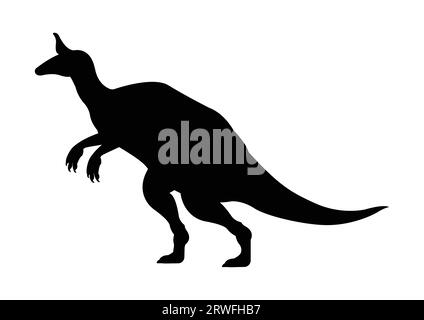 Tsintaosaurus Dinosaur Silhouette Vector Isolated on White Background Stock Vector