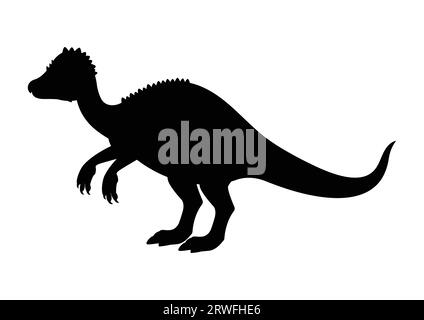 Pachycephalosaurus Dinosaur Silhouette Vector Isolated on White Background Stock Vector