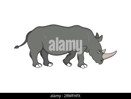 Rhinoceros Cartoon Character Vector Flat Design Stock Vector