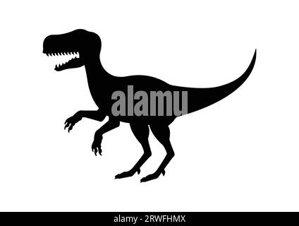 Raptor Dinosaur Silhouette Vector Isolated on White Background Stock Vector