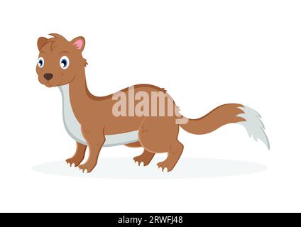 Weasel Cartoon Character Vector Illustration Isolated on White Background Stock Vector