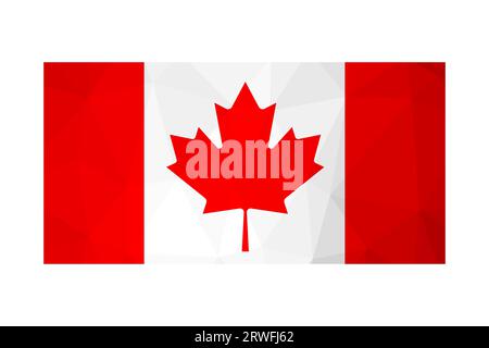 Vector isolated illustration. National Canadian flag with red Maple Leaf. Official patriotic symbol of Canada. Creative design in low poly style with Stock Vector