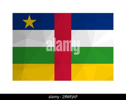 Vector isolated illustration. Official symbol of Central African Republic. National flag with ble, white, green, red, yellow stripes and star. Design Stock Vector