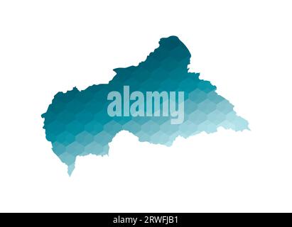 Vector isolated illustration icon with simplified blue silhouette of Central African Republic (CAR) map. Polygonal geometric style. White background. Stock Vector