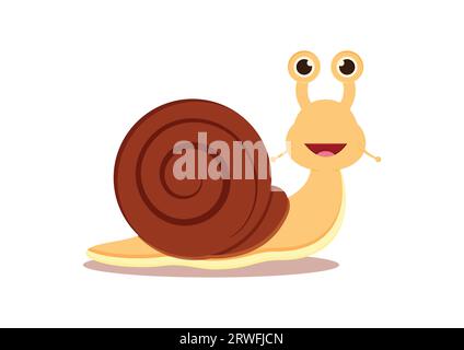 Snail Cartoon Character Vector Illustration on White Background Stock Vector