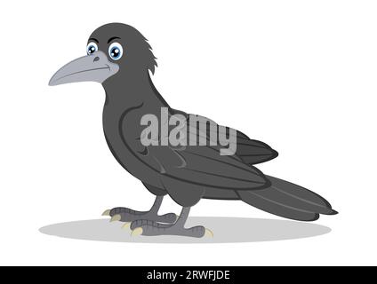 Crow cartoon character vector illustration isolated on white background Stock Vector