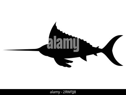 Swordfish Silhouette clipart vector flat design Stock Vector