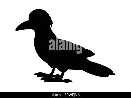 Crow silhouette vector illustration on white background Stock Vector