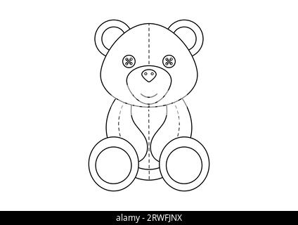 Coloring Page of a Teddy Bear Toy Cartoon Character Vector Illustration Stock Vector
