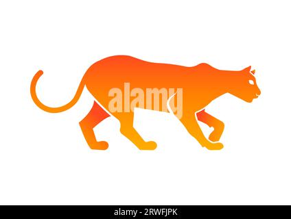 Gradient Panther Vector Flat Design Isolated on White Background Stock Vector