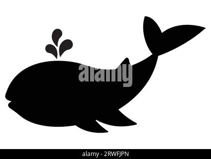 Whale silhouette clipart vector flat design Stock Vector