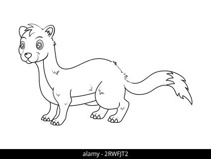 Coloring Page of a Weasel Cartoon Character Vector Stock Vector