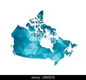 Vector isolated illustration icon with simplified blue silhouette of Canada map. Polygonal geometric style, triangular shapes. White background Stock Vector