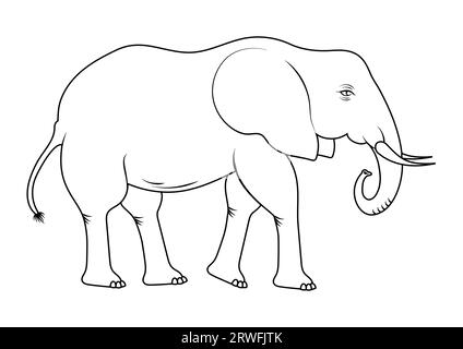 Coloring Page of a Elephant Cartoon Character Vector Stock Vector