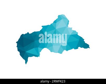 Vector isolated illustration icon with simplified blue silhouette of Central African Republic (CAR) map. Polygonal geometric style, triangular shapes. Stock Vector