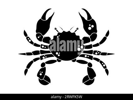 Black crab silhouette vector flat design isolated on white background Stock Vector