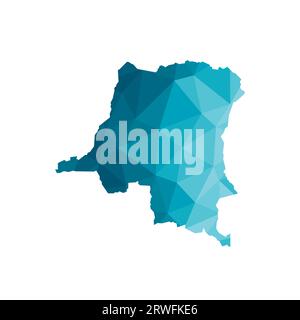 Vector isolated illustration icon with simplified blue silhouette of Democratic Republic of the Congo map. Polygonal geometric style, triangular shape Stock Vector