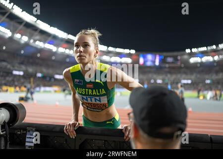 Eleanor Patterson participating in the High Jump at the World Athletics Championships in Budapest 2023. Stock Photo