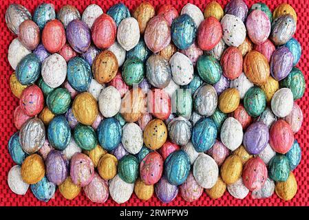 Christmas decorations made from painted walnut shells are very decorative and unique. Stock Photo