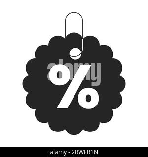 Round wavy edge with percent black and white 2D line cartoon price tag Stock Vector