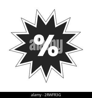 Discount label starburst black and white 2D line cartoon price tag Stock Vector
