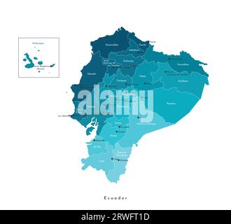 Ecuador country simplified map. Blue silhouette with thick black ...