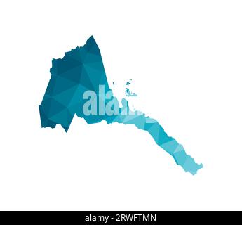 Vector isolated illustration icon with simplified blue silhouette of Eritrea map. Polygonal geometric style, triangular shapes. White background. Stock Vector