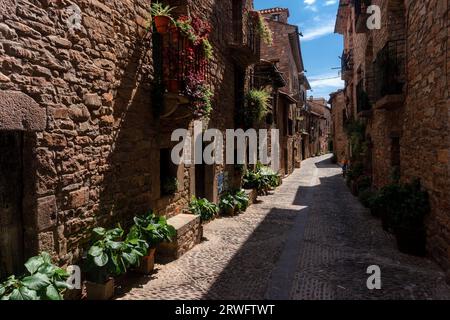 The historic centre of Ainsa in Aragon/Spain Stock Photo