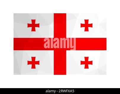 Vector isolated illustration. National Georgian flag in red and white colors. Official symbol of Georgia (country) - Five Cross Flag. Creative design Stock Vector