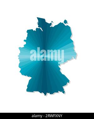 Vector isolated illustration icon with simplified blue silhouette of Germany map. Polygonal geometric style. White background. Stock Vector