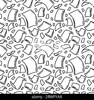 Flying paper sheets seamless pattern in doodle style. Hand drawn blank document pages. Falling files of documents. Office business vector illustration Stock Vector