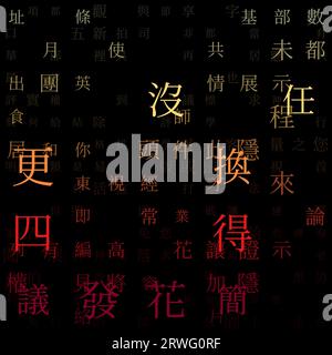 Futuristic background featuring random characters of the Chinese traditional alphabet. Stock Vector