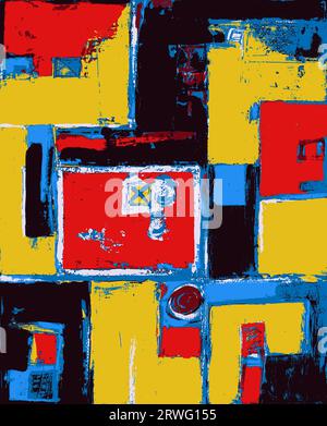 Modern Abstract Art - Vector Illustration From Original Contemporary Painting Square Colorful Composition Stock Vector