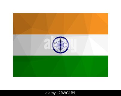 Vector isolated illustration. Official symbol of India. National Indian flag. Creative design in low poly style with triangular shapes. Gradient effec Stock Vector