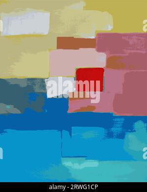 Modern Abstract Art - Vector Illustration From Original Contemporary Painting Square Colorful Composition Stock Vector