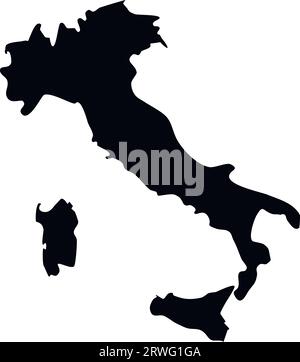 isolated simplified illustration icon with black silhouette of Italy map. White background Stock Vector